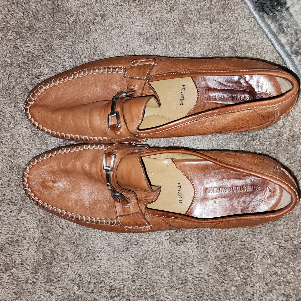 Johnston & Murphy Brown Sheepskin Moccasin Bit Loafers
